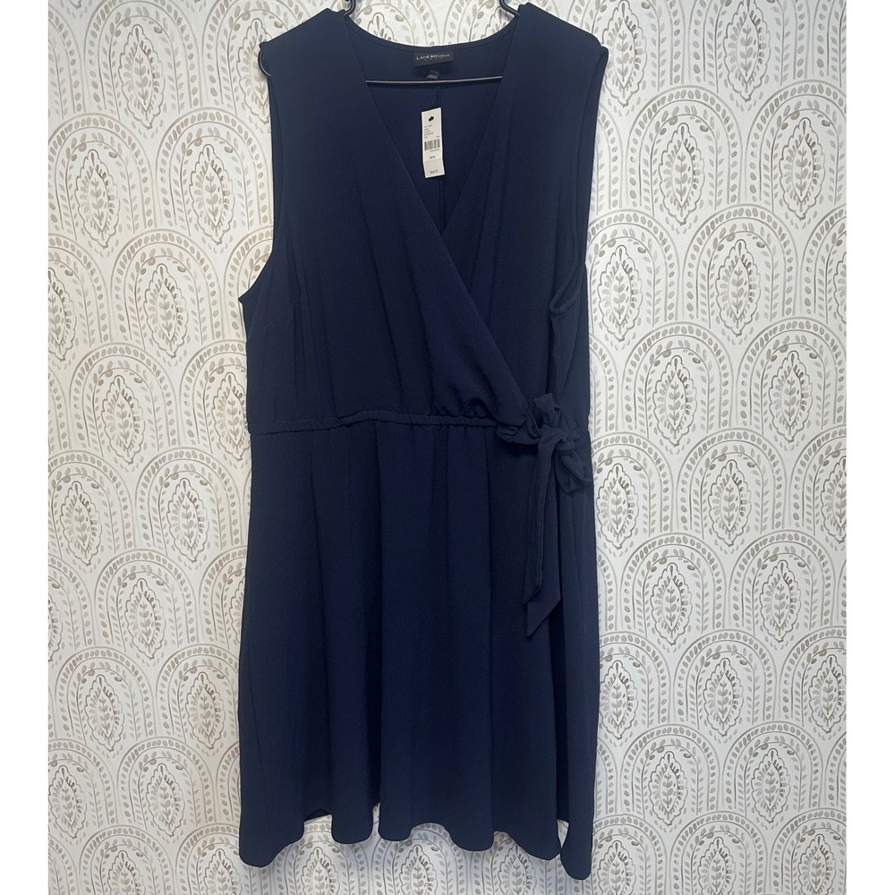 Lane Bryant Navy Blue Wrap Style Sleeveless Dress Plus Size 22 24 nwt